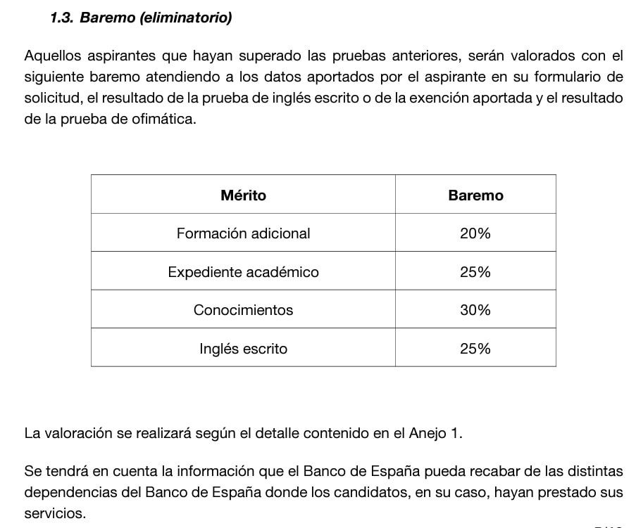 baremo bolsa de empleo banco de espana