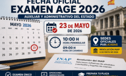 Fecha examen Auxiliar y Administrativo del Estado 2026: horario y sedes oficiales