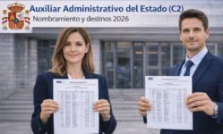 Destinos Auxiliar Administrativo del Estado 2026: nombramiento y plazos de toma de posesión