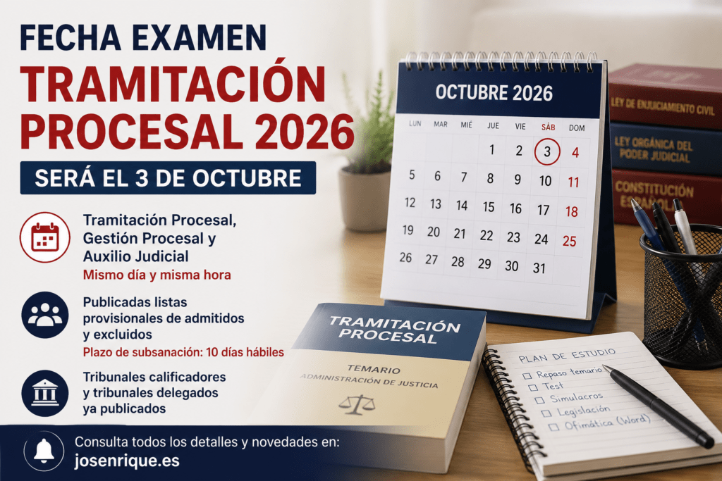 fecha examen tramitacion procesal 2026