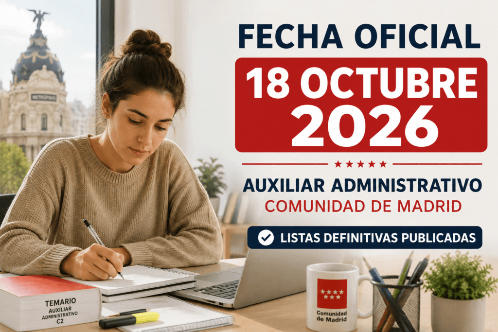 fecha examen auxiliar administrativo comunidad de madrid 2026