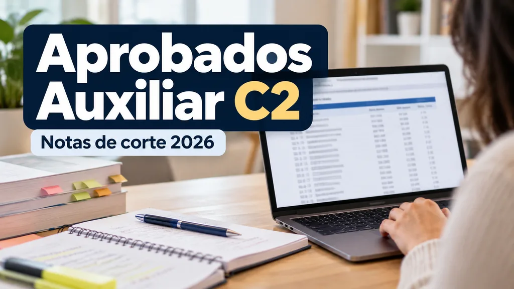Aprobados y notas de corte de Auxiliar Administrativo del Estado C2 2026